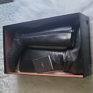 Coach Black Caroline Leather Narrow Calf Knee High Riding Boots